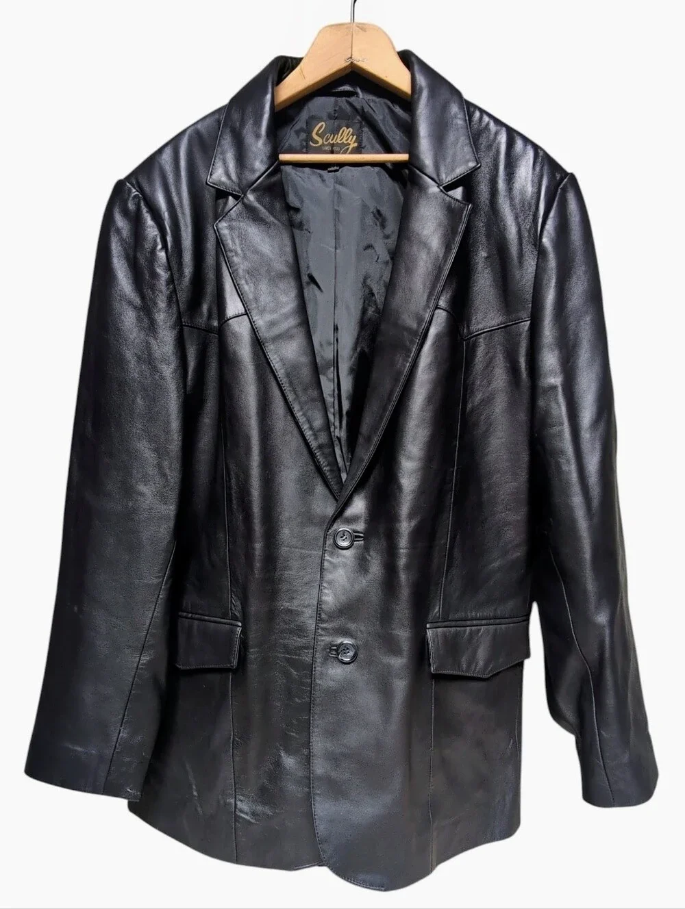 Vintage 90's Men's Scully Black Leather Western Jacket Blazer Men's size 44